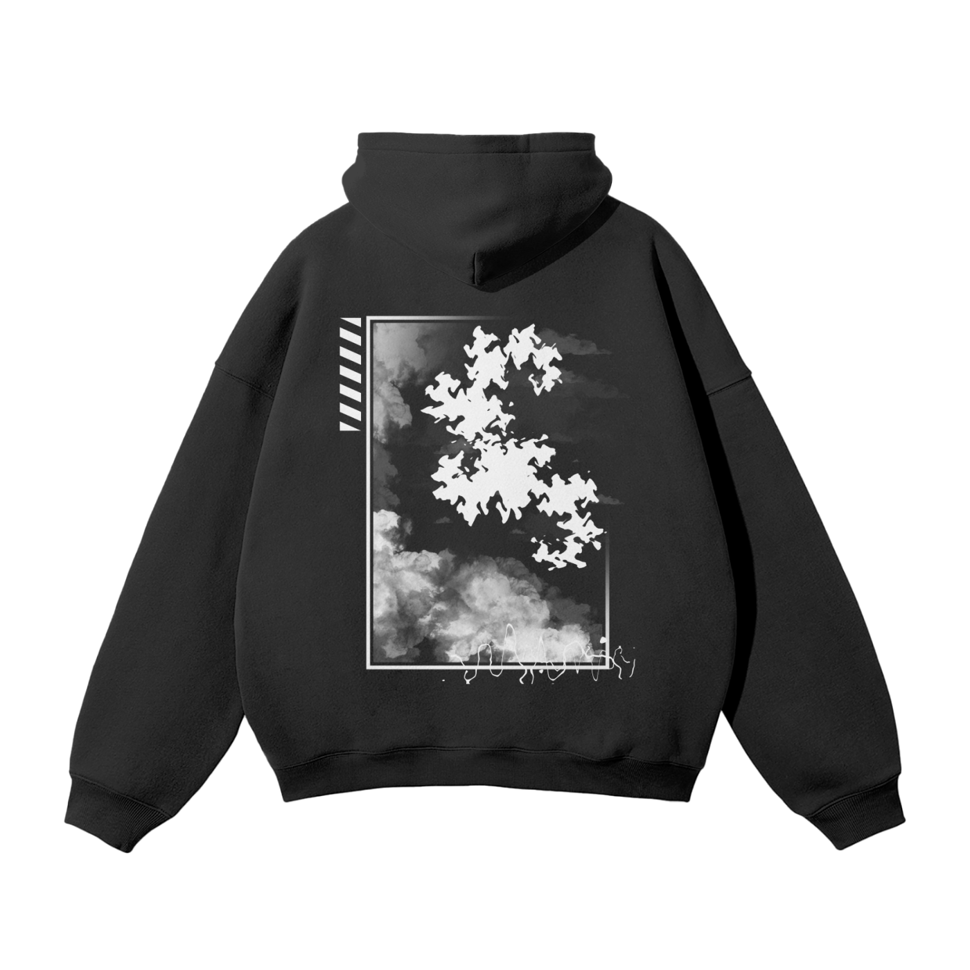 LANGUID HAZE White on Black Hoodie