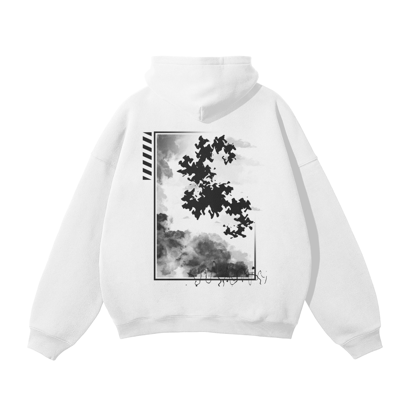 LANGUID HAZE Black on White Hoodie