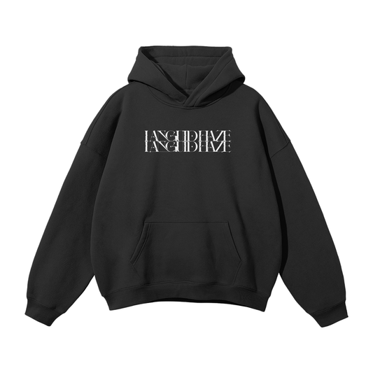 LANGUID HAZE White on Black Hoodie