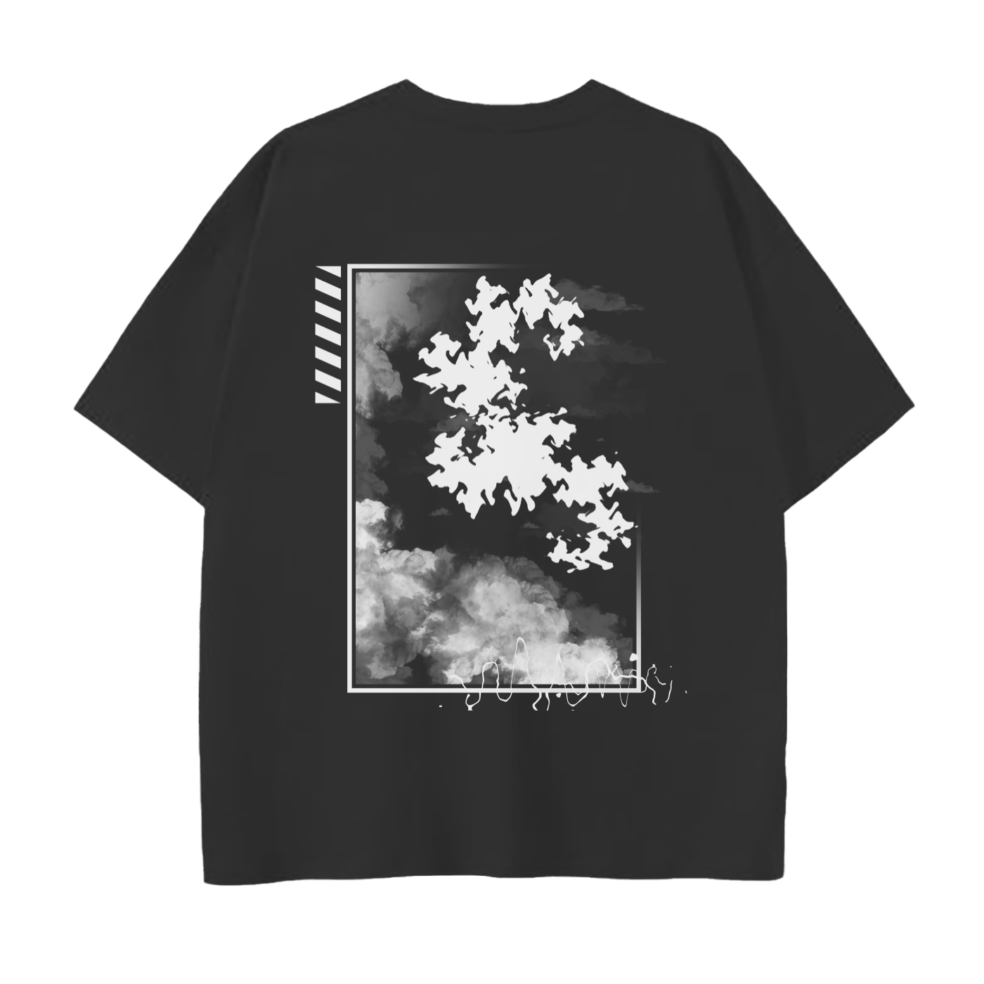 LANGUID HAZE White on Black T-Shirt