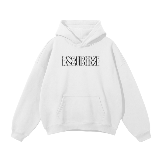 LANGUID HAZE Black on White Hoodie